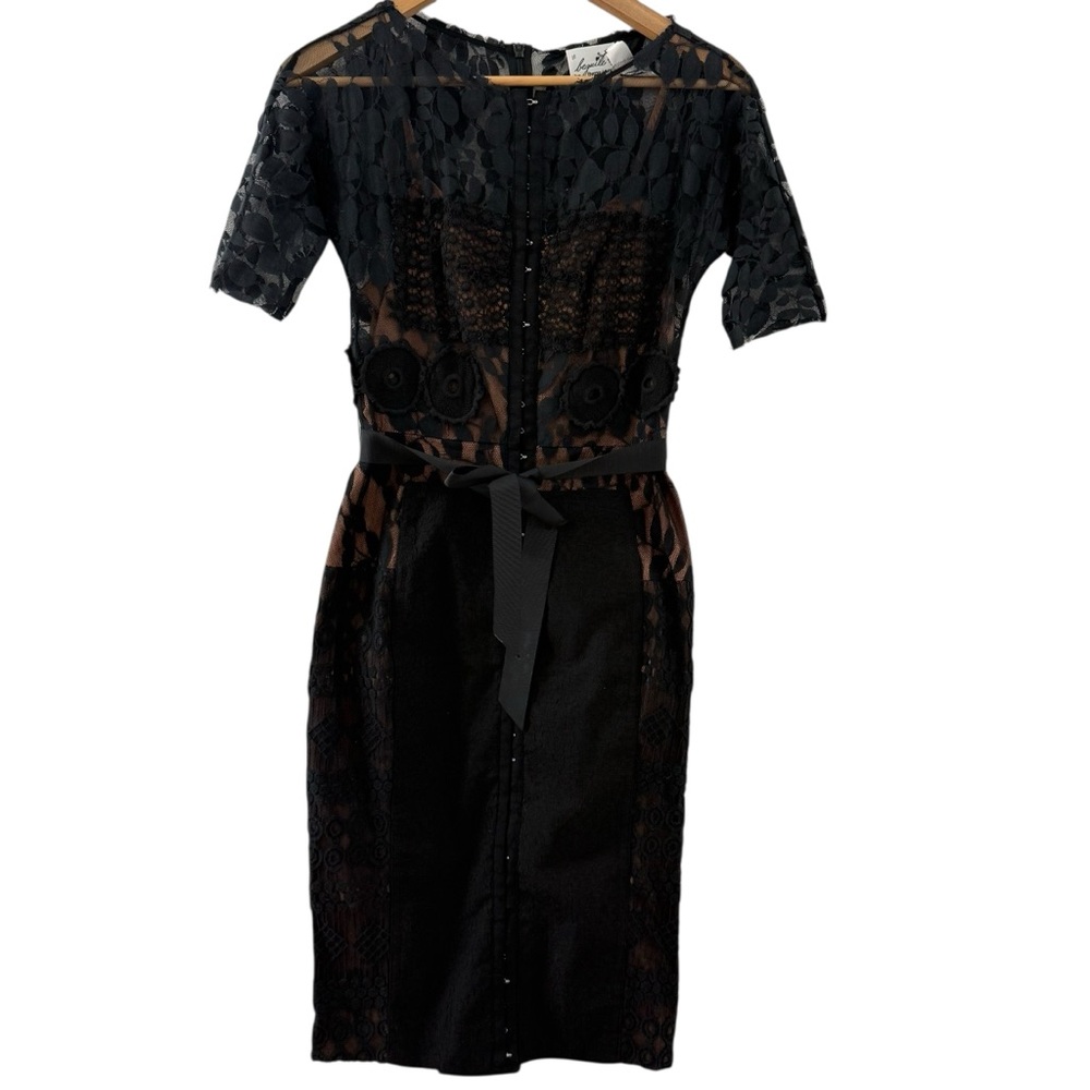 Beguile by Byron Lars Anthropologie Carrisima Black Lace Sheath Dress Size 0 - Picture 4 of 12